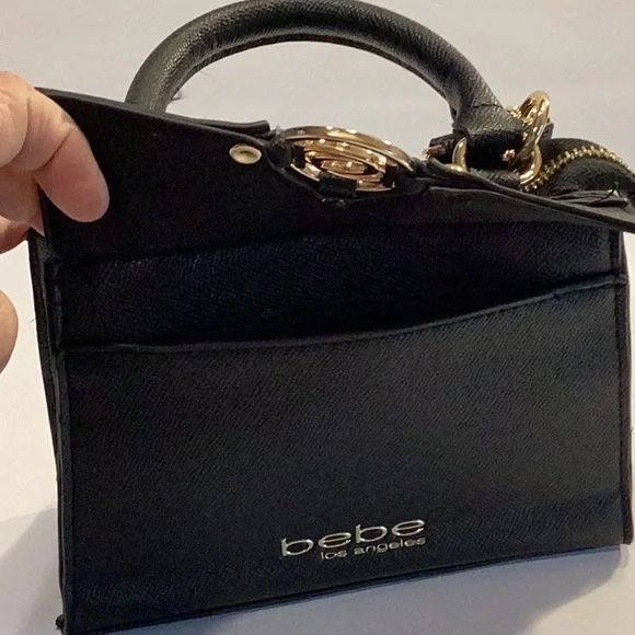 bebe Black Mini Top-Handle Satchel with Gold Hardware - Picture 5 of 6